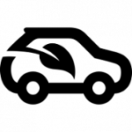 Hand gezeichnetes Auto mit einem Baumblatt in der Mitte