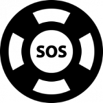 Ein Rad mit einem SOS Zeichen in der Mitte dieses symbolisiert ein Zeichen für eine Unfallreparatur